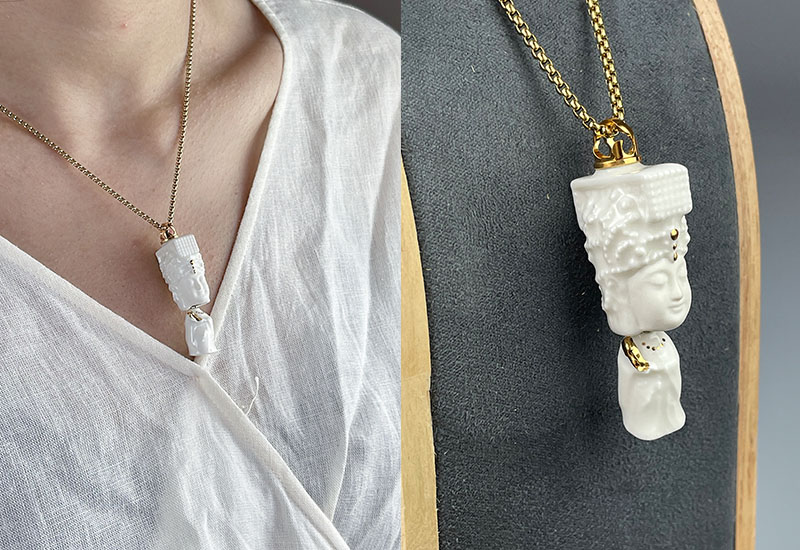 引我前行-媽祖香氛項鍊(黑/白)